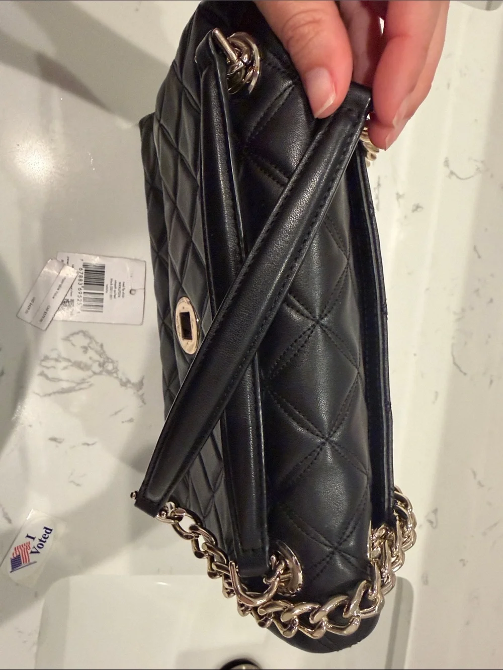 kate spade Medium Black Flap Quilted Shoulder and Crossbody Bag with Gold Chain
